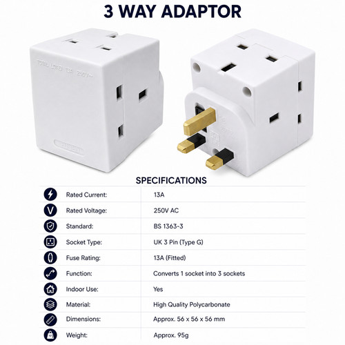 Way adaptor pin mains - way, 3