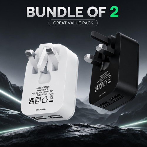 Twin pack dual usb wall - pack,