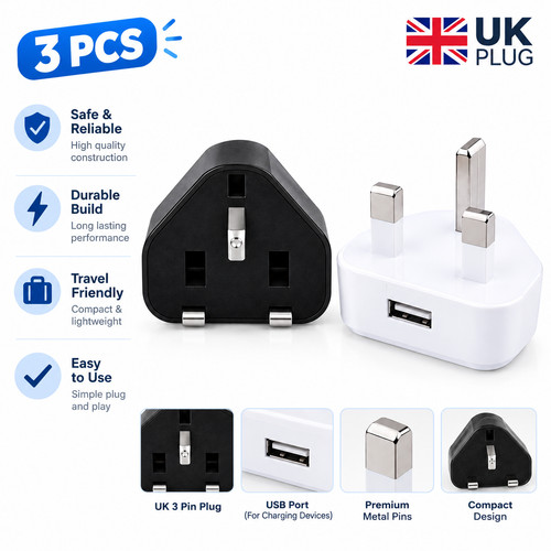 Pcs pin dual usb plug - uk,