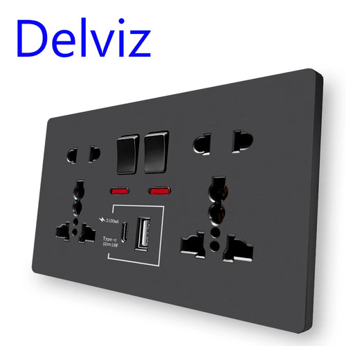 Double 13a wall plug socket - double,