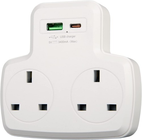 Double adaptor plug usb - double, uk