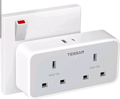 Tessan double plug adapter - plug, uk