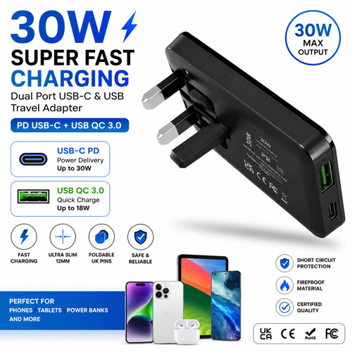 30w charger adapter usb - usb-c, pd